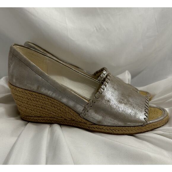 Jack Rogers Women’s Palmer Silver Espadrilles Wedge Heels Sandals Size 9M - Picture 6 of 7